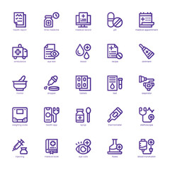 Hospital Icon pack for your website, mobile, presentation, and logo design. Hospital Icon basic line gradient design. Vector graphics illustration and editable stroke.