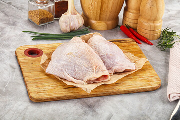 Raw chicken thigh for cooking