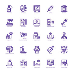 Hospital Icon pack for your website, mobile, presentation, and logo design. Hospital Icon basic line gradient design. Vector graphics illustration and editable stroke.