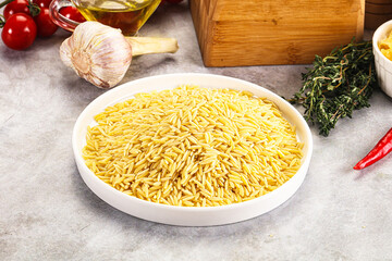 Italian raw dry pasta risoni