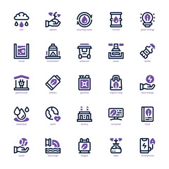 Recycling Icon pack for your website, mobile, presentation, and logo design. Recycling Icon dual tone design. Vector graphics illustration and editable stroke.