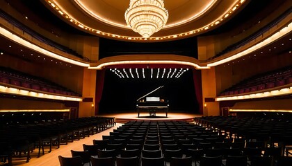 Obraz premium Grand Concert Hall with Piano and Empty Seats