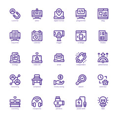 Digital Nomad Icon pack for your website, mobile, presentation, and logo design. Digital Nomad Icon basic line gradient design. Vector graphics illustration and editable stroke.