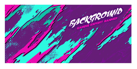 brush gaming banner purple neon Car decal livery wrap abstract stripe sporty paint splash grunge brush thunder storm modern pattern racing motorsport vector design