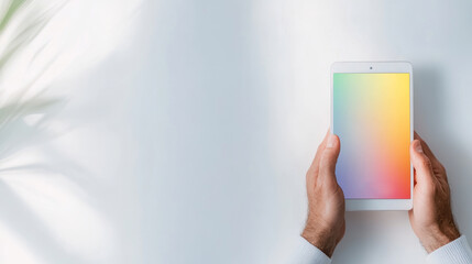 Professional analyzing digital risk assessment meter showing gradient indicator running from low to high levels on minimalist white backdrop