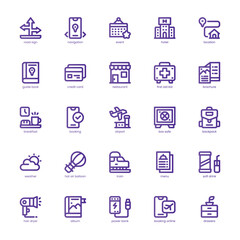 Travel icon pack for your website, mobile, presentation, and logo design. Travel icon basic line gradient design. Vector graphics illustration and editable stroke.