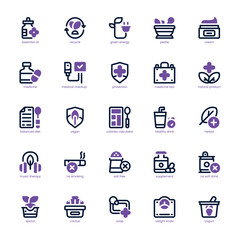 Nature Health icon pack for your website, mobile, presentation, and logo design. Nature Health icon dual tone design. Vector graphics illustration and editable stroke.