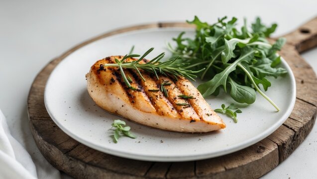 Grilled Chicken Breast with Rosemary and Arugula