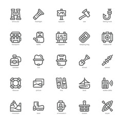 Adventure icon pack for your website, mobile, presentation, and logo design. Adventure icon outline design. Vector graphics illustration and editable stroke.