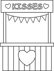 Isolated kissing booth coloring drawing.
For celebrating Valentine's Day, wedding or birthday.
Transparent background.