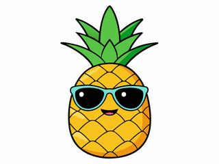 Cool Pineapple Cartoon, Tropical Fruit, Summer Sunglasses