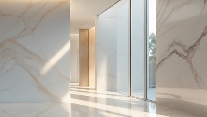 Obraz premium Serene Modern Interior with Striking Light and Marble Textures