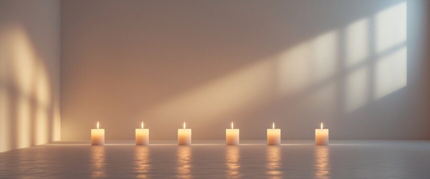 Serene Meditation Space with Soft Light and Flickering Candles