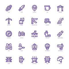 Adventure icon pack for your website, mobile, presentation, and logo design. Adventure icon basic line gradient design. Vector graphics illustration and editable stroke.