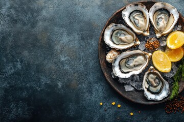 Fresh French oysters on a plate