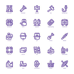 Adventure icon pack for your website, mobile, presentation, and logo design. Adventure icon basic line gradient design. Vector graphics illustration and editable stroke.