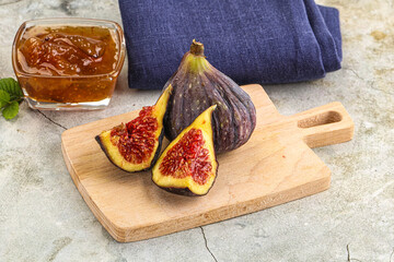Purple ripe fig with cut