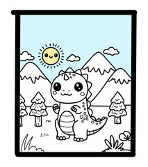 dinosaur vector, coloring book or page, vector illustration