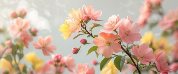 Vibrant Springtime Floral with Bold Blossoms on Soft Background