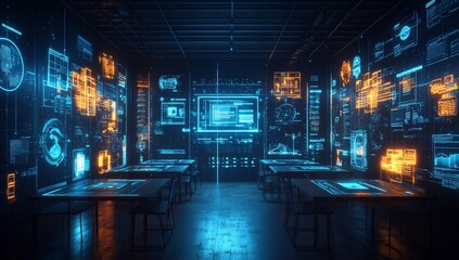 Cybernetic Room: Futuristic Data Visualization
