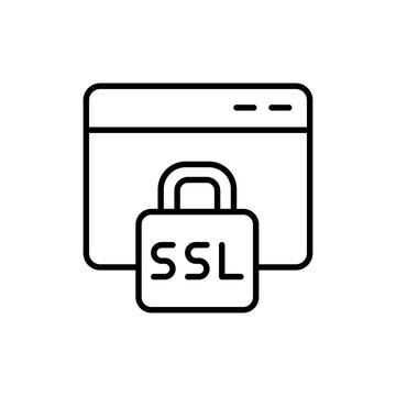 SSL Certificate outline icons, minimalist vector illustration ,simple transparent graphic element .Isolated on white background