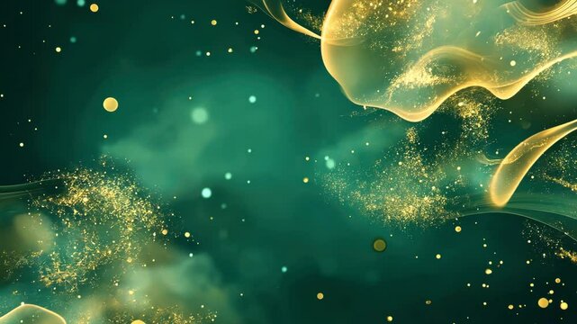 Green background scorn particle stars