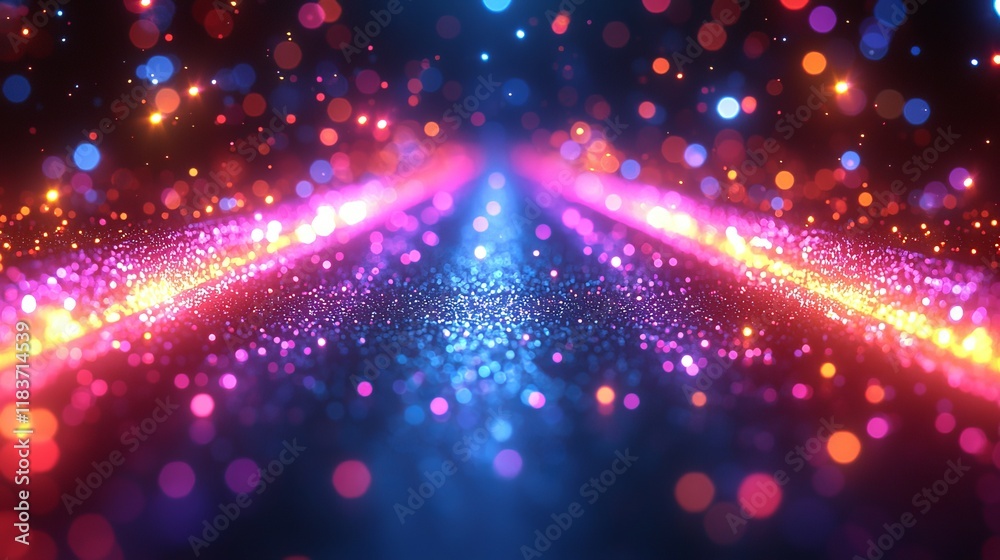 Poster blurred colorful light rays creating a radial motion effect in an abstract background