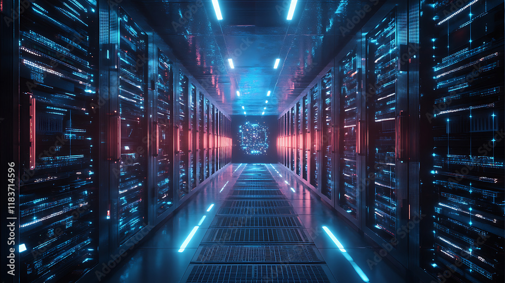 Aufkleber Quantum computer database concept, cpu processors, ai