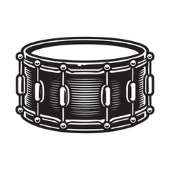 Snare Drum Silhouette Vector Illustration, Solid White Background.