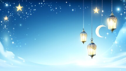 Obraz premium Festive Ramadan Lanterns Stars and Crescent Moon