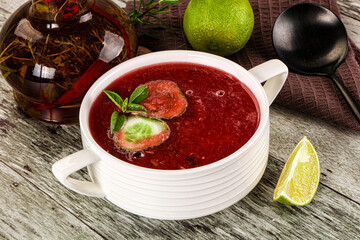 Sweet watermelon gazpacho with cucmber