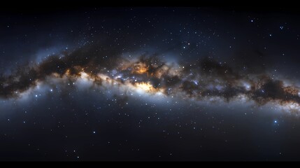 Obraz premium a view of the earth from far away in space like the tiny blue dot surrounded by stars of the milky way. 3d render