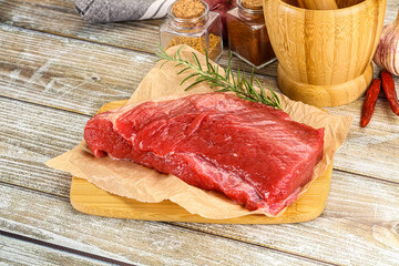 Raw beef flesh for cooking