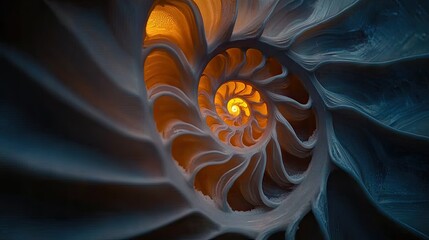 Intricate Spiral Shell with Warm Inner Glow