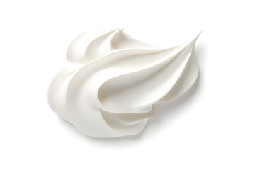Whipped cream or meringue on white background. Meringue swirls, realistic bakery mousse