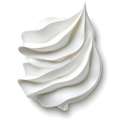 Whipped cream or meringue on white background. Meringue swirls, realistic bakery mousse