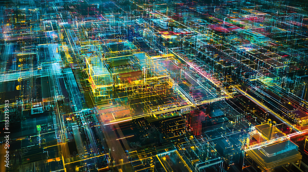 Leinwandbilder Tech evolution, photo capturing futuristic semiconductor data circuit abstraction