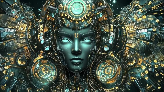 Biomechanical Goddess: A Cybernetic Being of Intricate Design