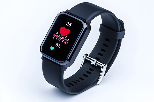 Close-up shot of a digital fitness tracker isolated on white background