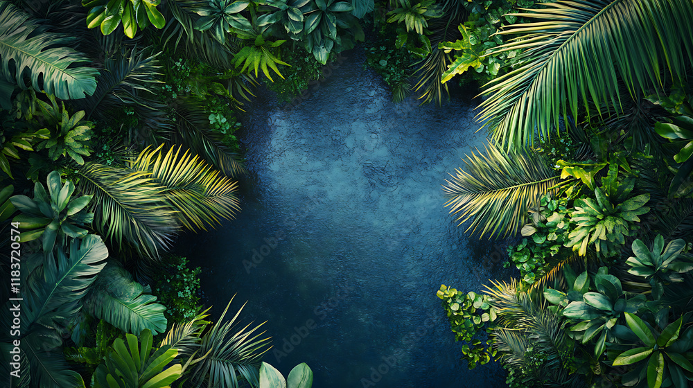 Aufkleber top view of a river in a rainforest