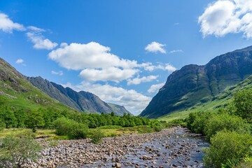 Scenic Glencoe Valley with Blue Sky