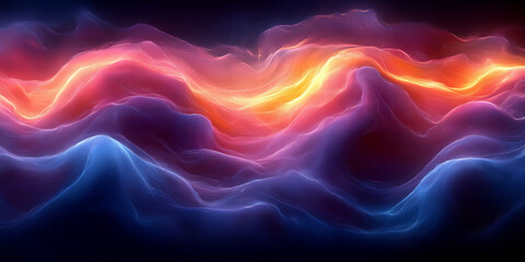 Obraz premium Abstract glowing blue and orange waves