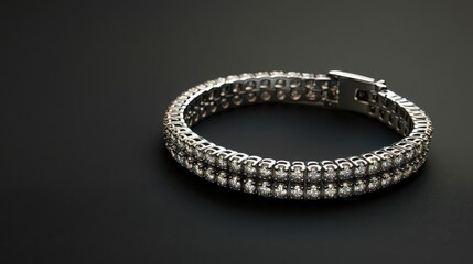 A luxury bracelet made of silver and diamonds, isolated and set against a neutral backdrop 