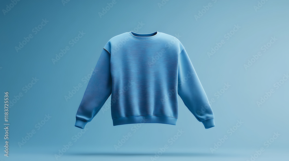 Poster a plain blue sweatshirt floating on a plain background