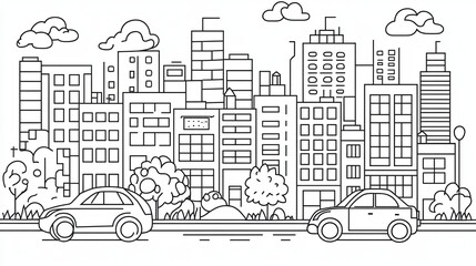 Fototapeta premium City Adventure Coloring Page for Kids