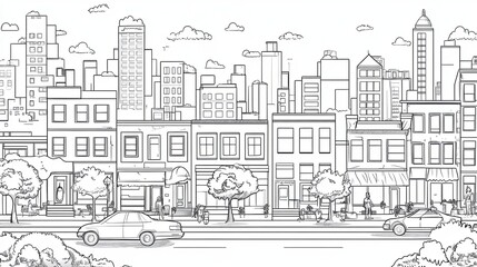 Fototapeta premium City Adventure Coloring Page for Kids