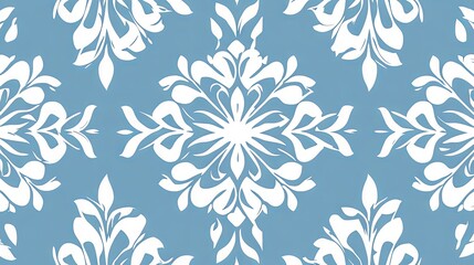 Obraz premium Stunning Blue and White Floral Damask Pattern