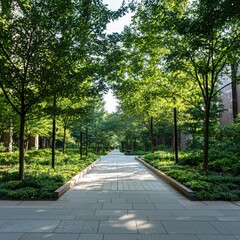 Obraz premium Urban forestry initiative city park eco-friendly development green pathways tranquil environment community engagement