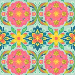 Fototapeta premium illustration of a repeating rangoli pattern in a vibrant colour 