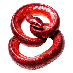 Fototapeta premium A coiled red snake with intricate textures and vibrant scales, isolated on white transparent background, reptiles or wildlife, symbolizing Chinese Lunar New year